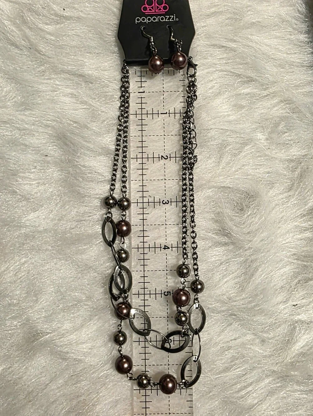 paparazzi Gunmetal & Deep Burgundy Layered Beaded Necklace Set